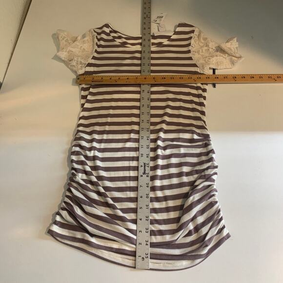 Jessica Simpson Shirt Womens S Small Ivory Otter Lace Sleeves Ruched Maternity - Picture 8 of 14